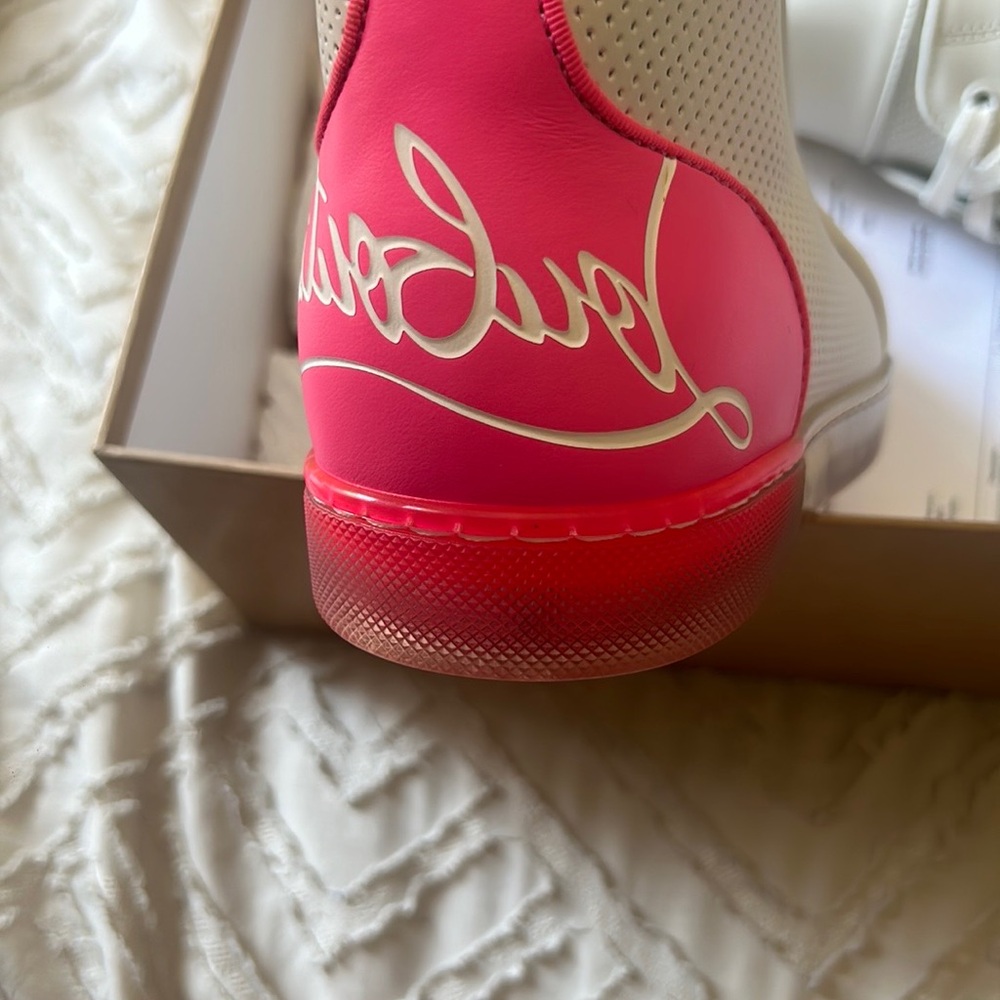 Christian Louboutin White and Hot Pink Women's Sneakers